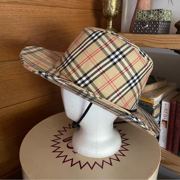 Vintage plaid check western style hat - Picture 3 of 5